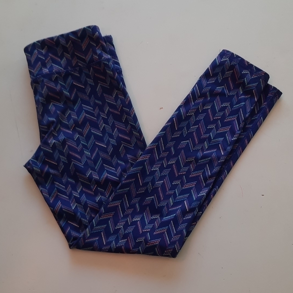 Old Navy Active High Waisted Patterned Leggings Purple Chevron Size M 8
